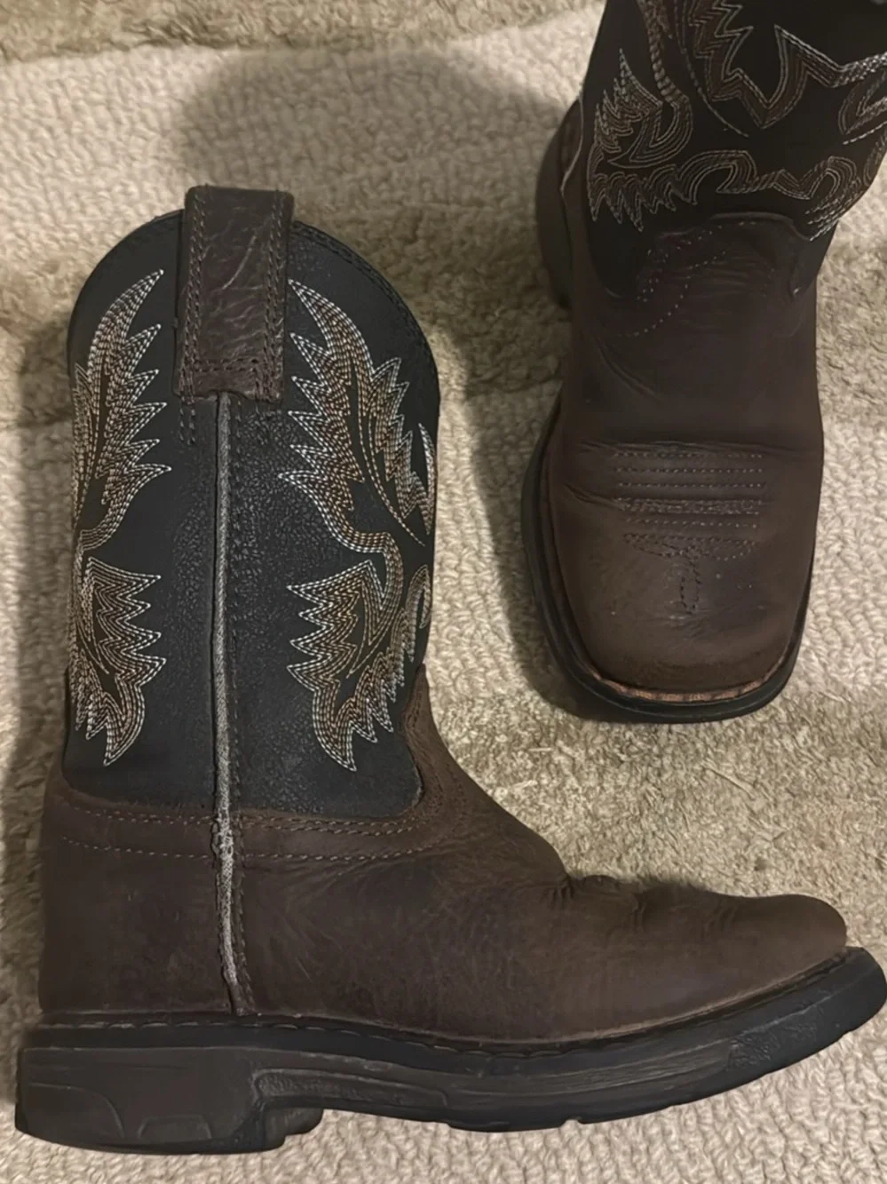 Ariat Brown and Black Kids Western Boots with Embroidered Shaft